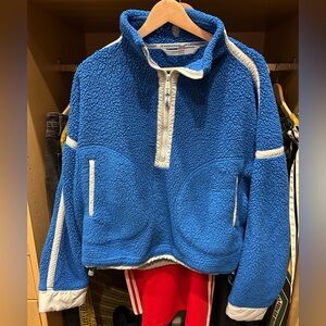 FP Movement by Free People Blue and White Teddy Jacket